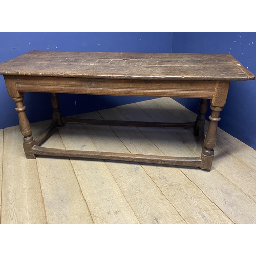 517 - A part C17th oak refrectory table, with old measure marks of 4 