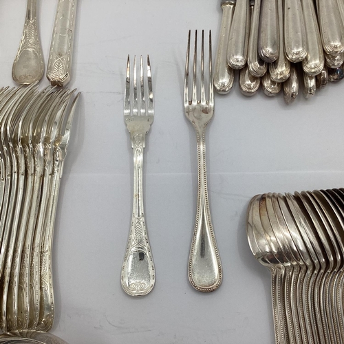 52 - A large collection of French Flatware by Christofle France to include white metal handled knives qua... 