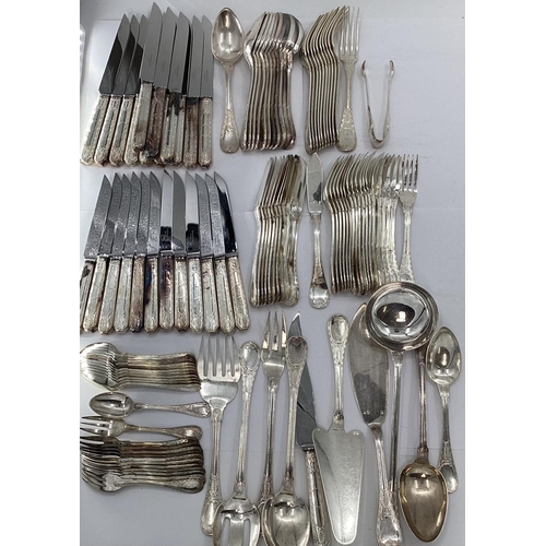 52 - A large collection of French Flatware by Christofle France to include white metal handled knives qua... 