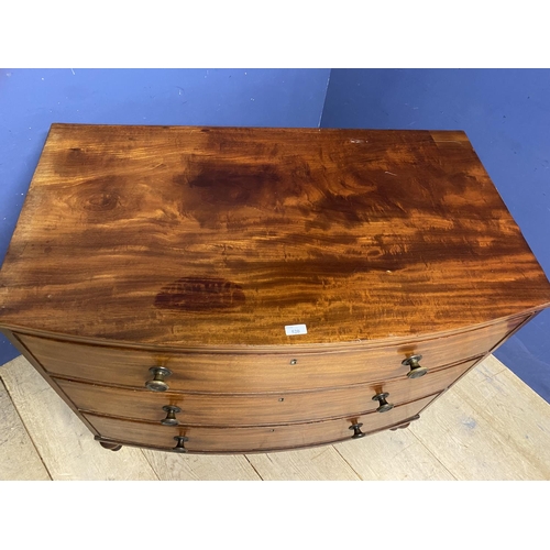 520 - Mahogany bow front chest of 3 long drawers