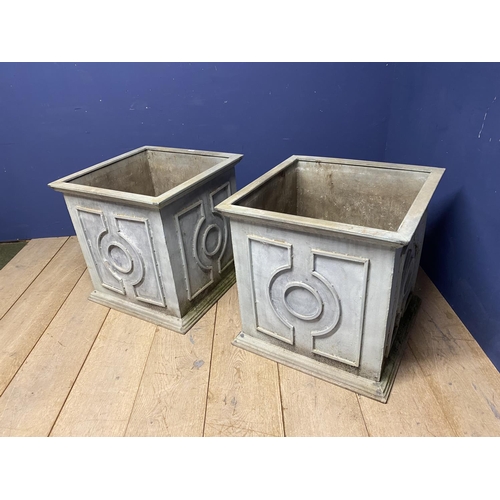 524 - Pair of large grey, classical style, square, light weight, garden planters (not lead!)
 probably tin... 