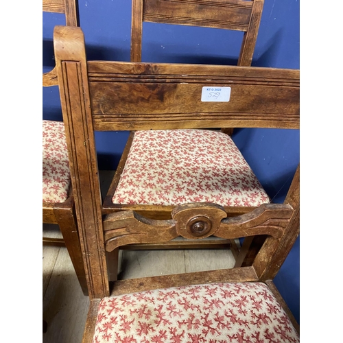 529 - A set of early C20th beech small cottage style dining chairs ,with upholstered drop in seats, some w... 