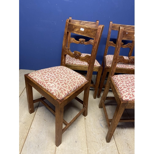 529 - A set of early C20th beech small cottage style dining chairs ,with upholstered drop in seats, some w... 