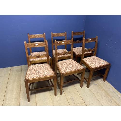 529 - A set of early C20th beech small cottage style dining chairs ,with upholstered drop in seats, some w... 