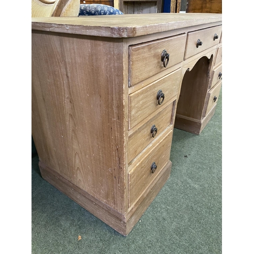 530 - Pine 9 drawer knee hole desk