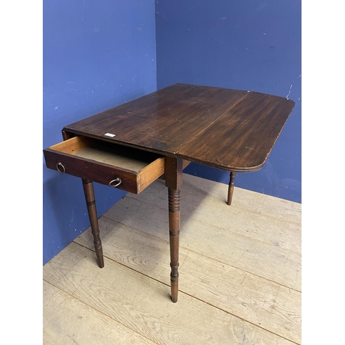 535 - Mahogany drop leaf Pembroke table, with drawer to one end, on turned legs