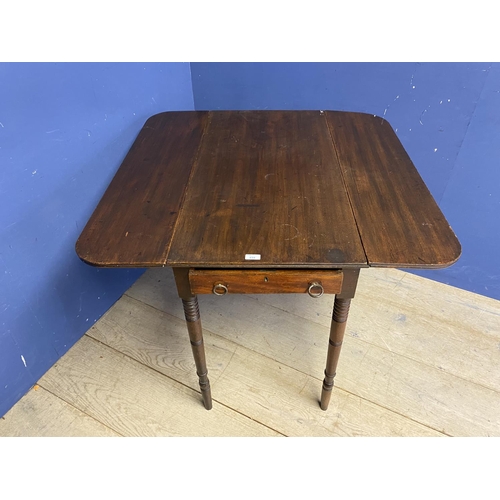 535 - Mahogany drop leaf Pembroke table, with drawer to one end, on turned legs