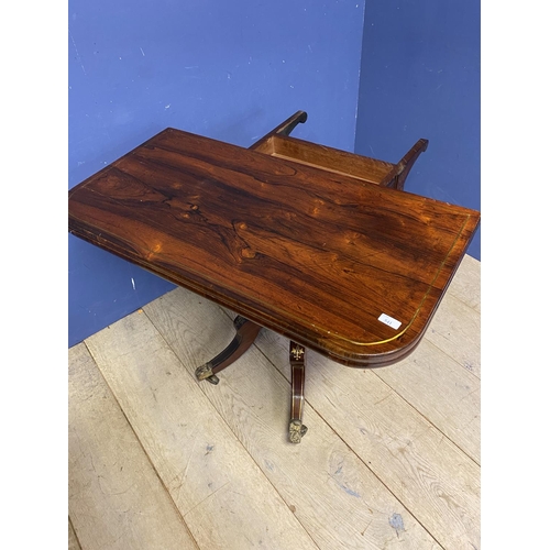 541 - A Georgian flame mahogany/rosewood fold over card table