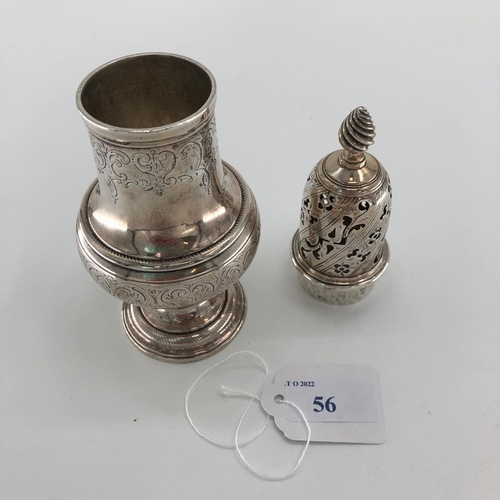 56 - A sterling silver sugar castor by John Delmestre, London, 1761, 19cm (h) 235g