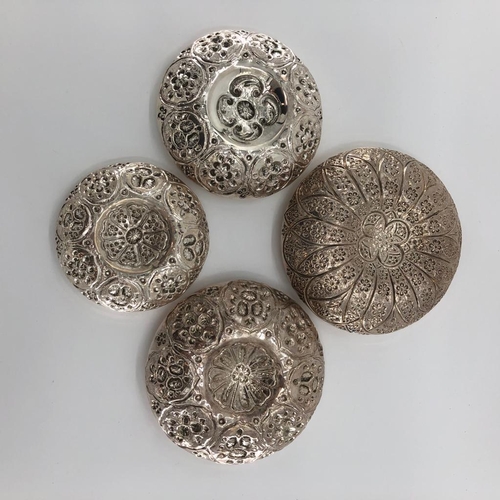 63 - A matched graduated set of four Turkish white metal bowls stamped Damar 900, 1185g approx