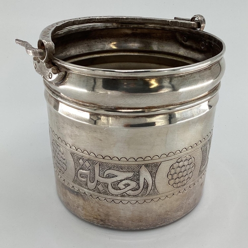 65 - A Habis Lebanese silver plated ice bucket with cast handle and chased decoration, 20 x 20 x 20cm