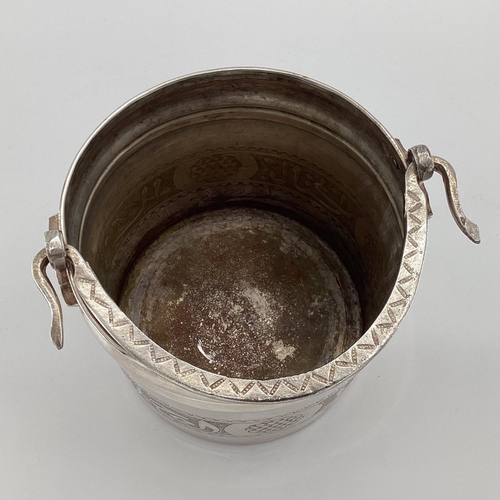 65 - A Habis Lebanese silver plated ice bucket with cast handle and chased decoration, 20 x 20 x 20cm