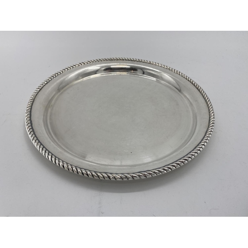 75 - A collection of silver plated items to include five circular trays, largest 46cm (6)