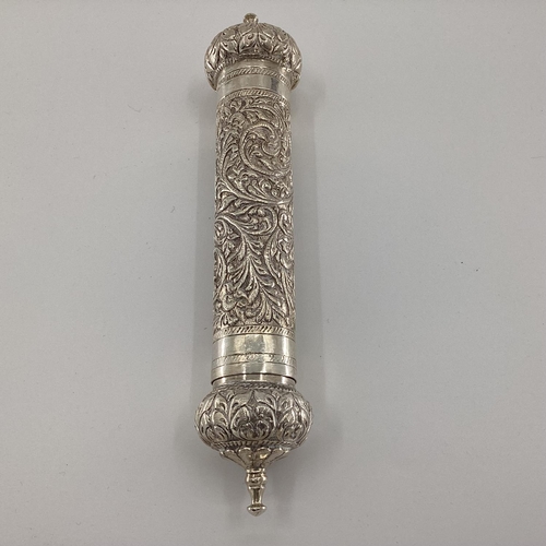 36 - Silver Middle Eastern style Prayer Scroll with chased decoration stamped 925, 24cm approx 190g