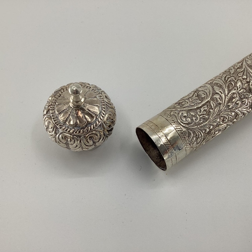 36 - Silver Middle Eastern style Prayer Scroll with chased decoration stamped 925, 24cm approx 190g