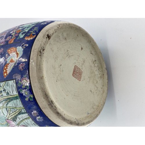 218 - A LARGE CHINESE ceramic fish bowl, 41cmH x 45.5cmdiameter, some wear to glaze and scratches