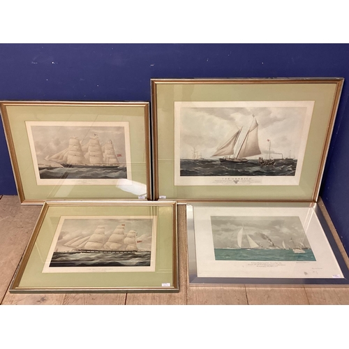 364 - A set of matching framed glazed and mounted prints of Yachts, The America, The Betty Darling, The Ja... 