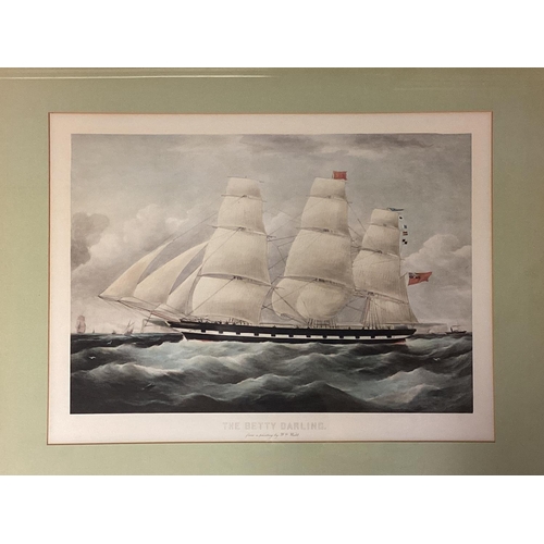 364 - A set of matching framed glazed and mounted prints of Yachts, The America, The Betty Darling, The Ja... 