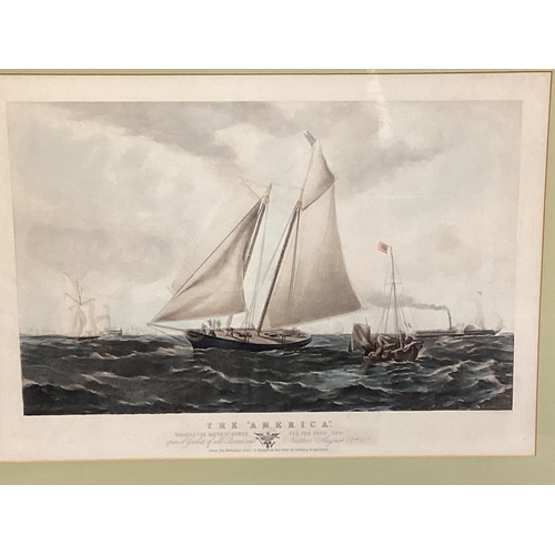 364 - A set of matching framed glazed and mounted prints of Yachts, The America, The Betty Darling, The Ja... 