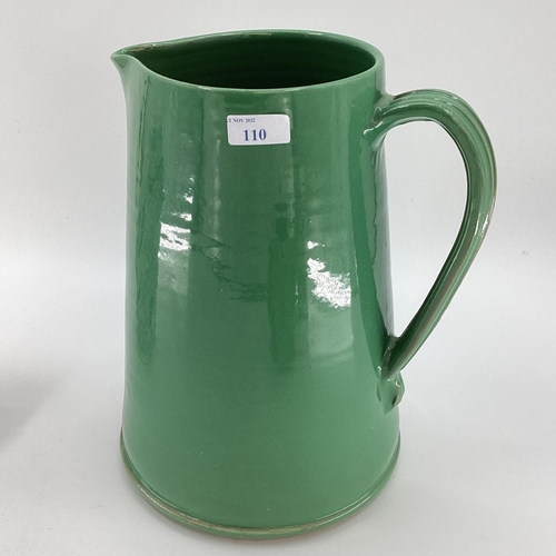 110 - An oversized,  decorative modern green jug, made in Italy see stamp to base, no sign of damage; and ... 