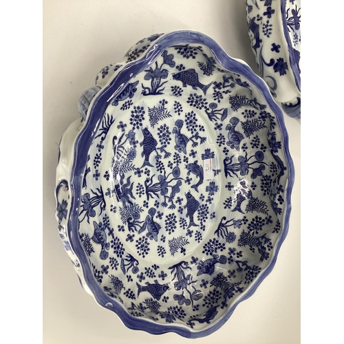 117 - Decorative Modern Blue and White China: a  Moyses Stevens large open bowl, and a similar one; diamet... 