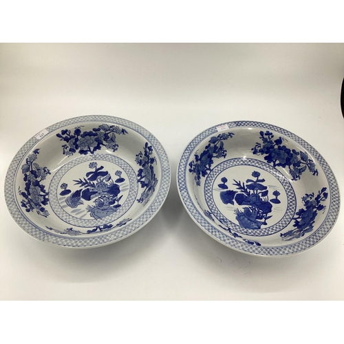 117 - Decorative Modern Blue and White China: a  Moyses Stevens large open bowl, and a similar one; diamet... 