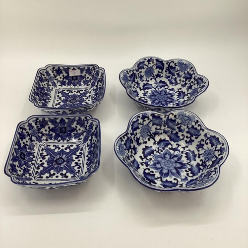 118 - Decorative Modern Blue and White China: 3 figures of Oriental men (damage to one chin), and a quanti... 