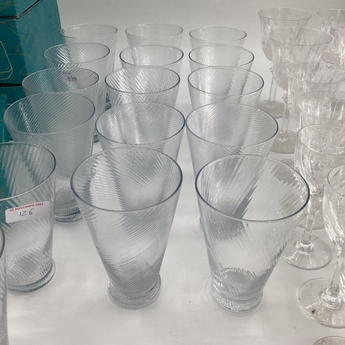 126 - A quantity of Tallo Glass drinking tumblers, 5 boxes of 6 (30)  (retails at approx 11 a box), and a ... 