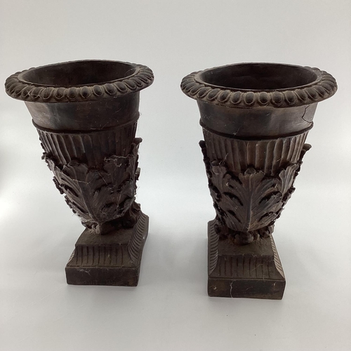 135 - Pair of modern planters/holders, modelled with  stag heads, some wear to interior,