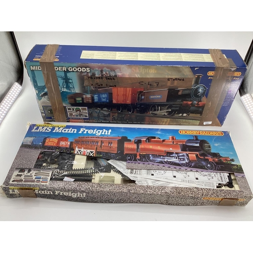 139 - Two boxed trains, LMS Main Freight, and Hornby Railways Midlander Goods, see images