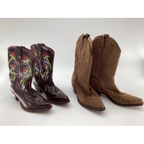 150 - Two pairs of cowboys boots, marked TONY MORA label to inside 43; and the other label to pair:  R SOL... 