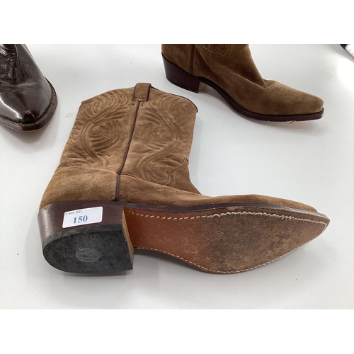 150 - Two pairs of cowboys boots, marked TONY MORA label to inside 43; and the other label to pair:  R SOL... 