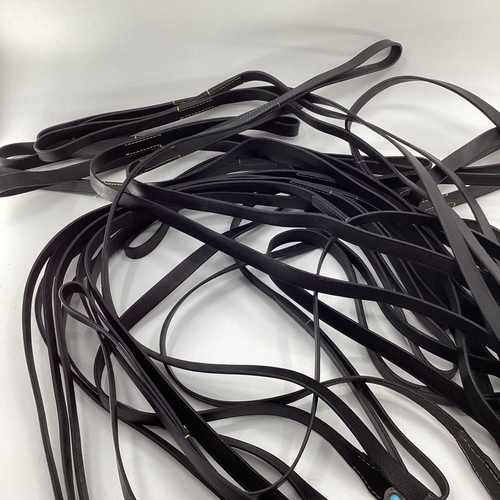 156 - A quantity of leather decorated dog leads etc