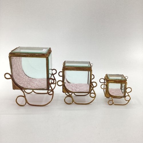 158 - Three French style jewellery/display caskets, bevelled edge