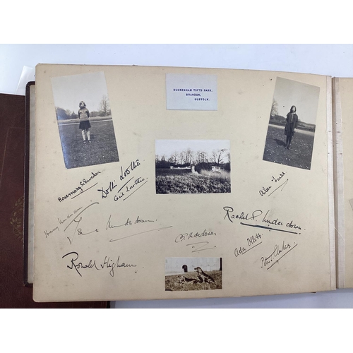 164 - Early C20th leather bound visitors book for Buckenham Hall and 1920s photograph album of the Underdo... 