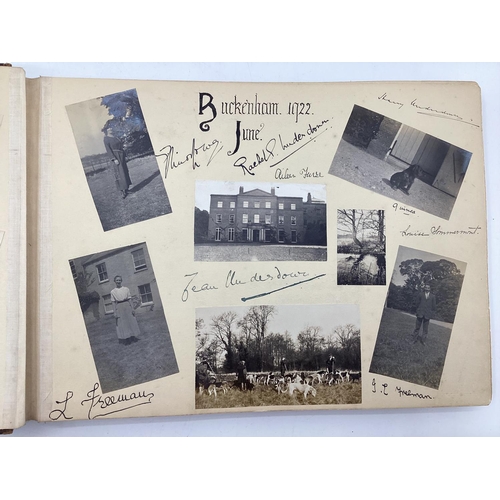 164 - Early C20th leather bound visitors book for Buckenham Hall and 1920s photograph album of the Underdo... 