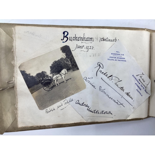 166 - Early C20th leather bound photograph album unused, needs some attention; scrap book relating to the ... 