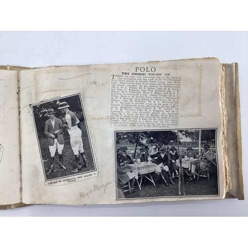 166 - Early C20th leather bound photograph album unused, needs some attention; scrap book relating to the ... 