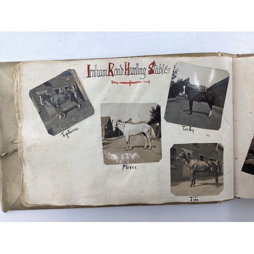 166 - Early C20th leather bound photograph album unused, needs some attention; scrap book relating to the ... 