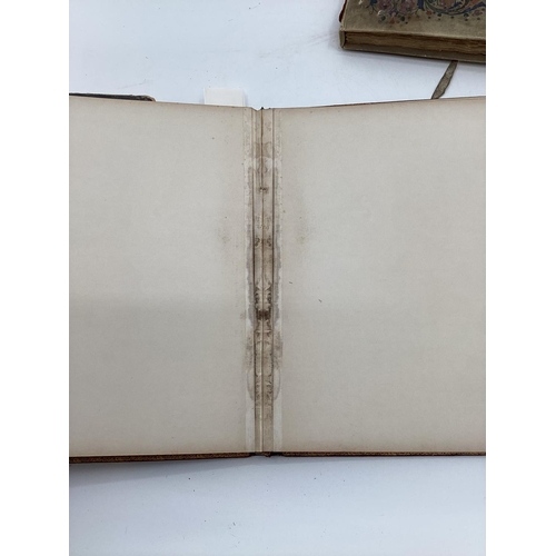 166 - Early C20th leather bound photograph album unused, needs some attention; scrap book relating to the ... 