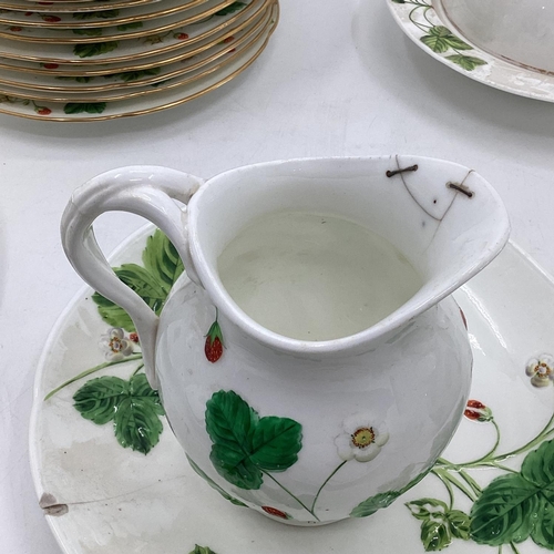 172 - Part Minton breakfast service circa 60 pieces C19th raised strawberry pattern, condition chips and c... 