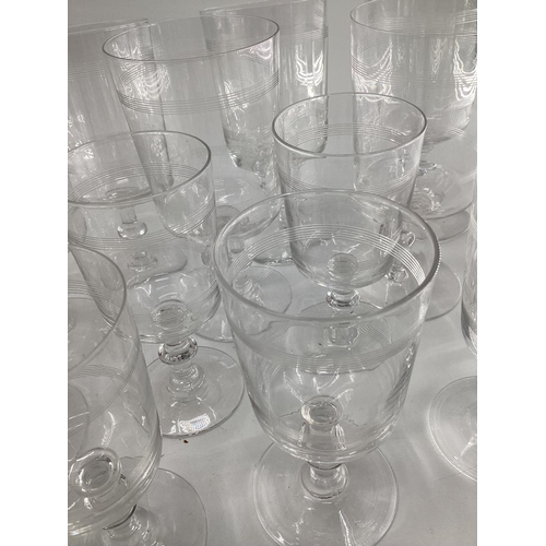 173 - Set of 14 continental wine glasses, 14 port glasses ensuite