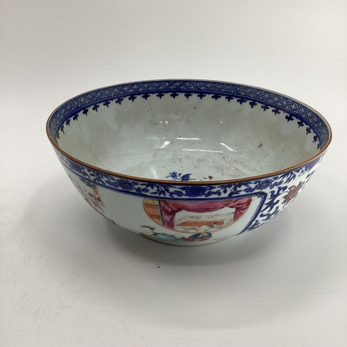 182 - 4 Chinese bowls 26cm diameter and smaller, all with cracks