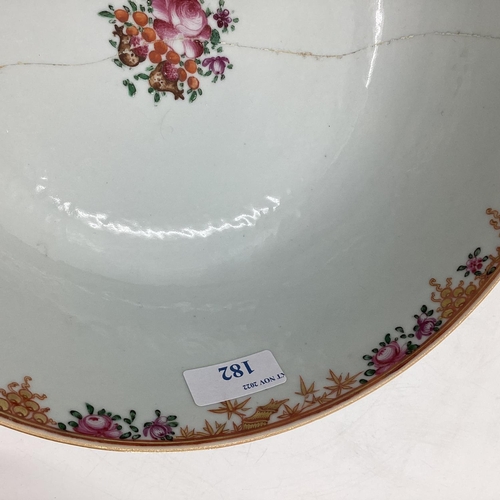 182 - 4 Chinese bowls 26cm diameter and smaller, all with cracks