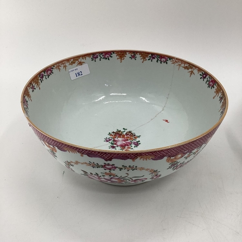 182 - 4 Chinese bowls 26cm diameter and smaller, all with cracks