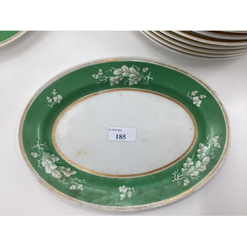 185 - C19th Flight Barr and Barr part dinner service, 19 pieces to include 3 oval dishes, the borders deco... 