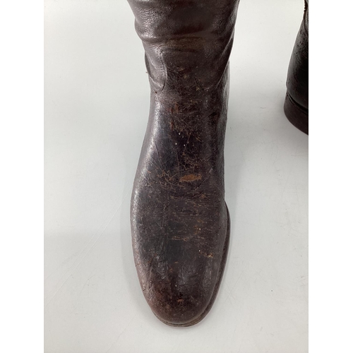 188 - Pair of ladies brown leather boots by Maxwell, with trees