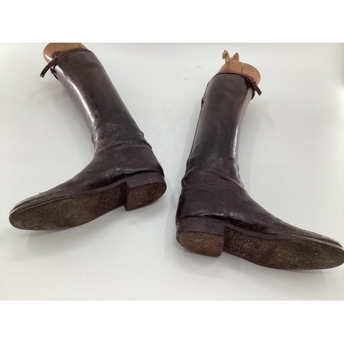 188 - Pair of ladies brown leather boots by Maxwell, with trees