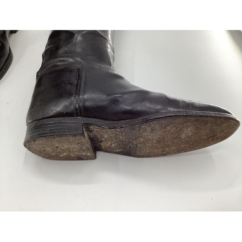 189 - Two pairs of black ladies leather hunting boots by Rowell and Sons, Melton Mowbray both with wooden ... 