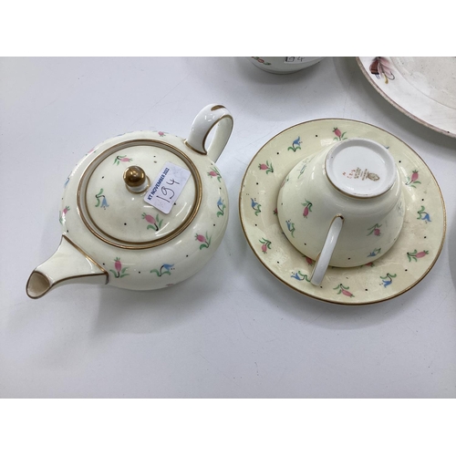 194 - Quantity of modern china to include Wedgwood early morning tea set, 3 lobster footed salt cellars, p... 